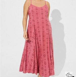 🆕️  MAXI CHALLIS TRAPEZE EMBROIDERED DRESS - MAUVEWOOD
